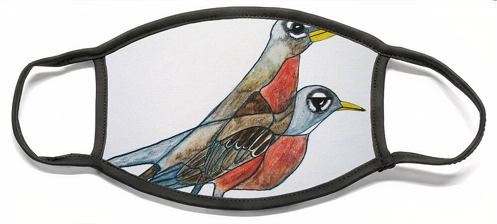  Face Mask featuring the painting Robins Partner by Patricia Arroyo