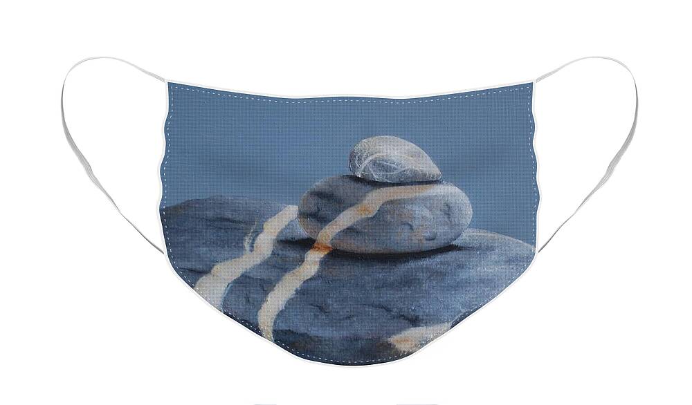 Realism Face Mask featuring the painting Rock Stack by Emily Page