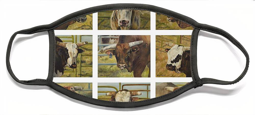 Stock Face Mask featuring the painting Rodeo Royalty by Lori Brackett