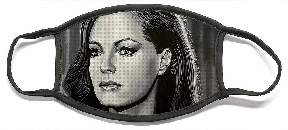 Romy Schneider Face Mask featuring the painting Romy Schneider by Paul Meijering
