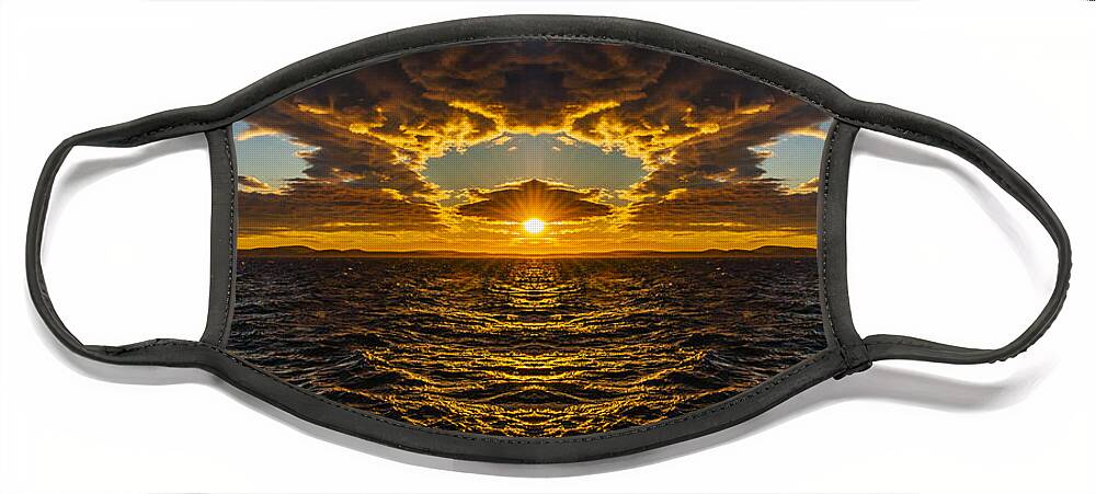 America Face Mask featuring the digital art Rosario Strait Sunset Reflection by Pelo Blanco Photo