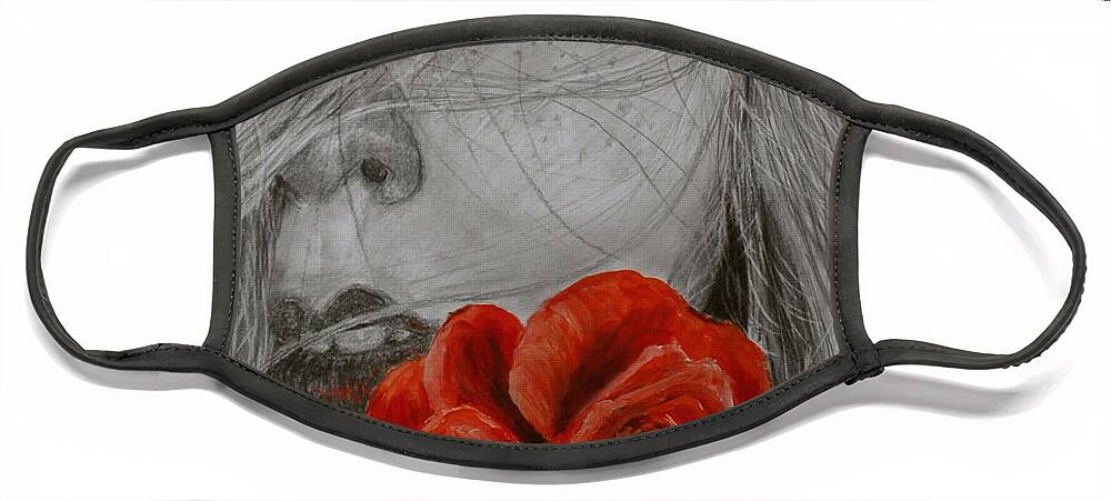Woman Face Mask featuring the painting Rose Kisses by Quwatha Valentine