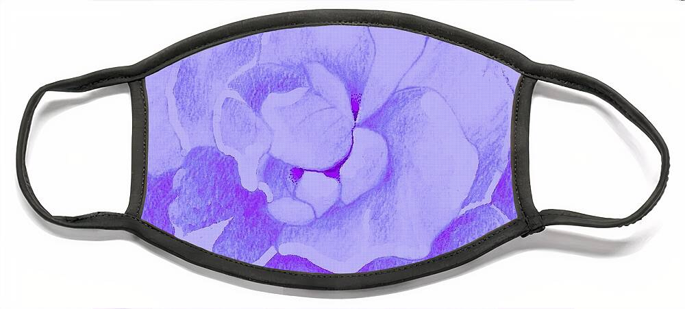 Rose Face Mask featuring the digital art Rose On Purple by Helena Tiainen