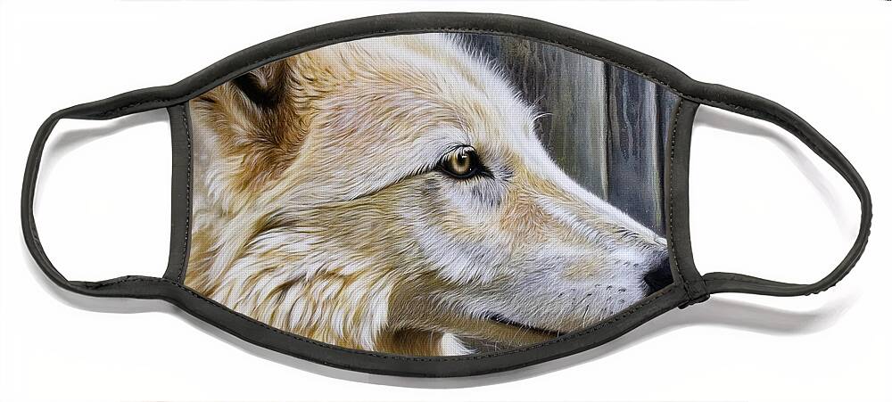 Wolves Face Mask featuring the painting Rose by Sandi Baker