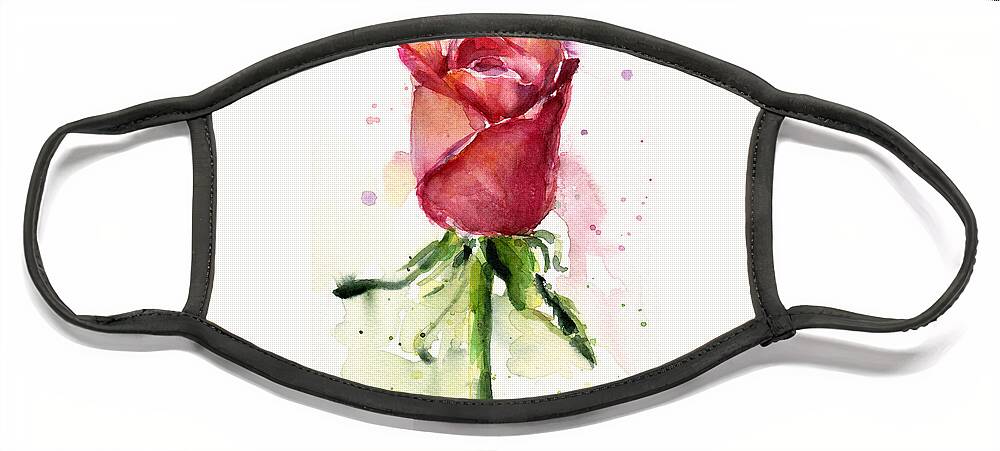 Rose Face Mask featuring the painting Rose Watercolor by Olga Shvartsur