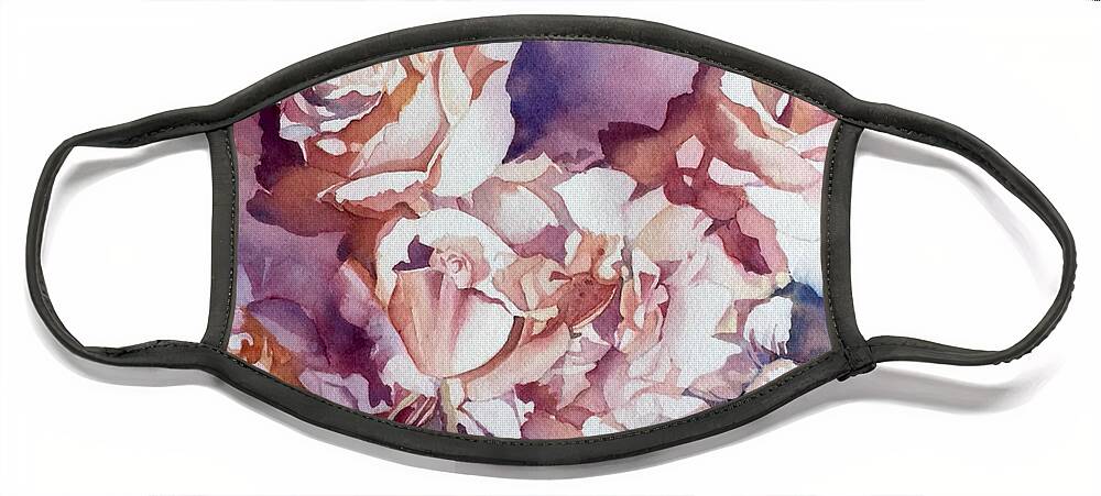 Flower Face Mask featuring the painting Roses by Francoise Chauray