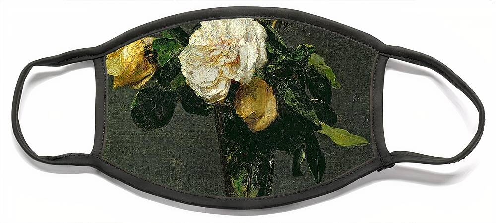Roses Face Mask featuring the painting Roses in a Champagne Flute by Henri Fantin-Latour