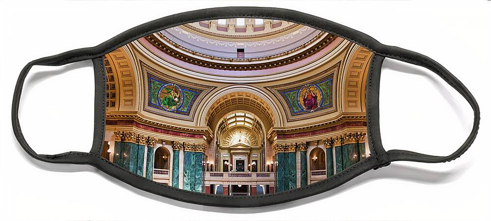 Madison Face Mask featuring the photograph Rotunda - Capitol - Madison - Wisconsin by Steven Ralser