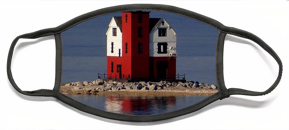 Round Island Lighthouse Face Mask featuring the photograph Round Island Lighthouse in the Morning by Keith Stokes