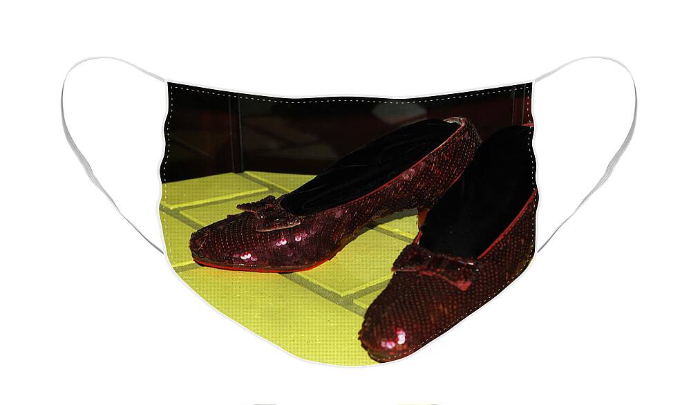 Usa Face Mask featuring the photograph Ruby Slippers on the yellow brick road by LeeAnn McLaneGoetz McLaneGoetzStudioLLCcom