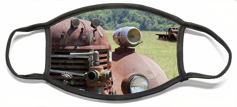 Fire Truck Face Mask featuring the photograph Rusting Away by Mike McGlothlen