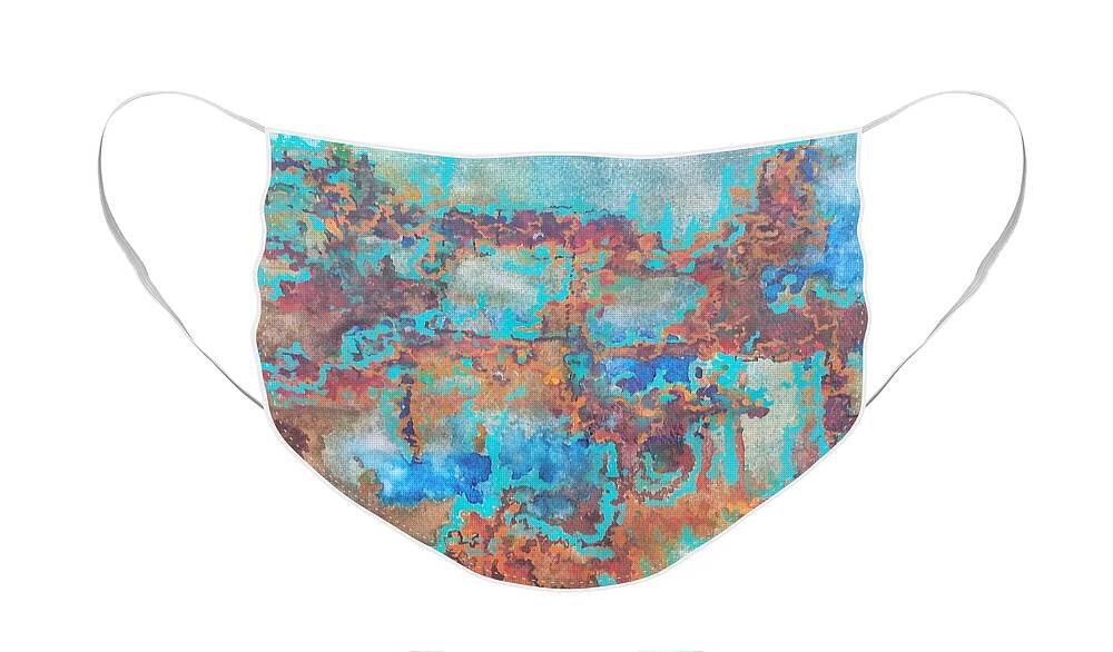 Abstract Face Mask featuring the painting Labyrinth by Lisa Debaets