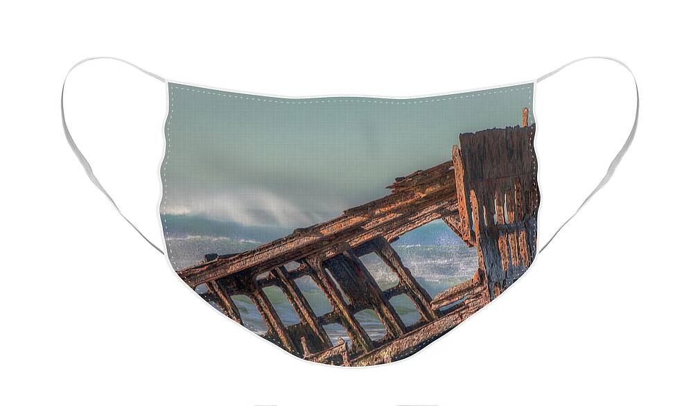 Peter Iredale Face Mask featuring the photograph Rusty Relic 0717 by Kristina Rinell
