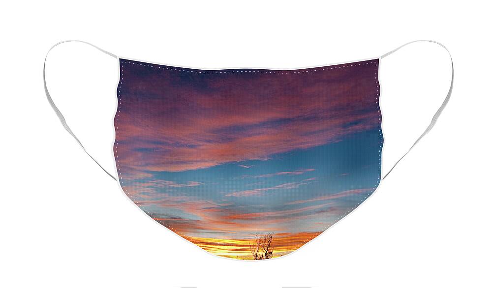 Sunset Face Mask featuring the photograph Saddle Road Sunset by Christopher Holmes