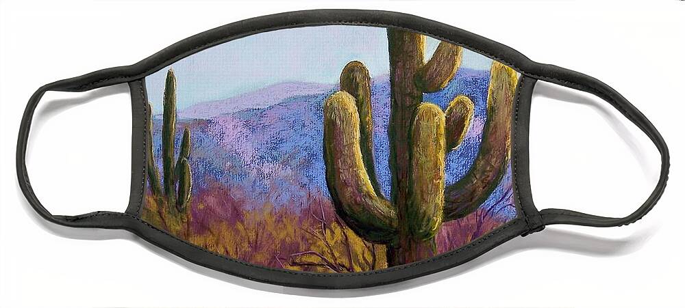 Saguaro Face Mask featuring the pastel Saguaro by Candy Mayer
