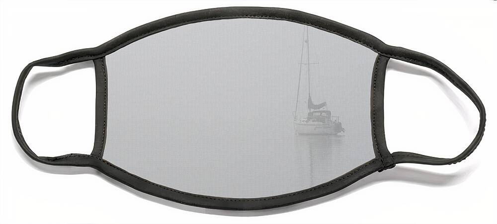 Boat Face Mask featuring the photograph Sailboat In Fog by Tim Nyberg