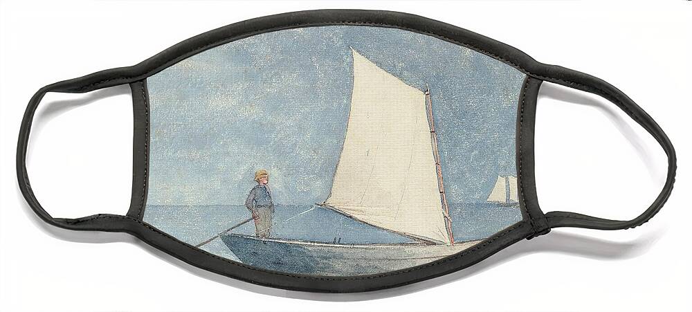 Boat Face Mask featuring the painting Sailing a Dory by Winslow Homer