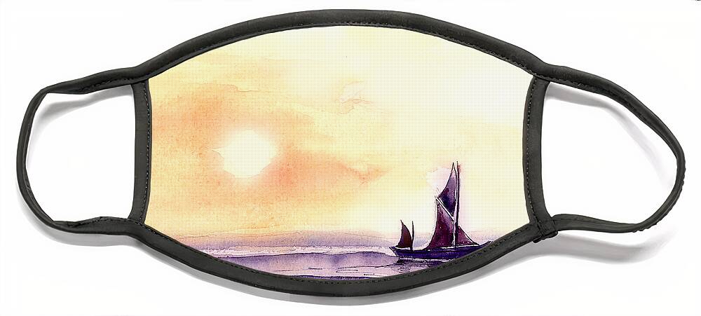 Nature Face Mask featuring the painting Sailing by Anil Nene