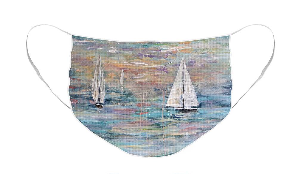 Sailing Face Mask featuring the painting Sailing Away 1 by Janis Lee Colon