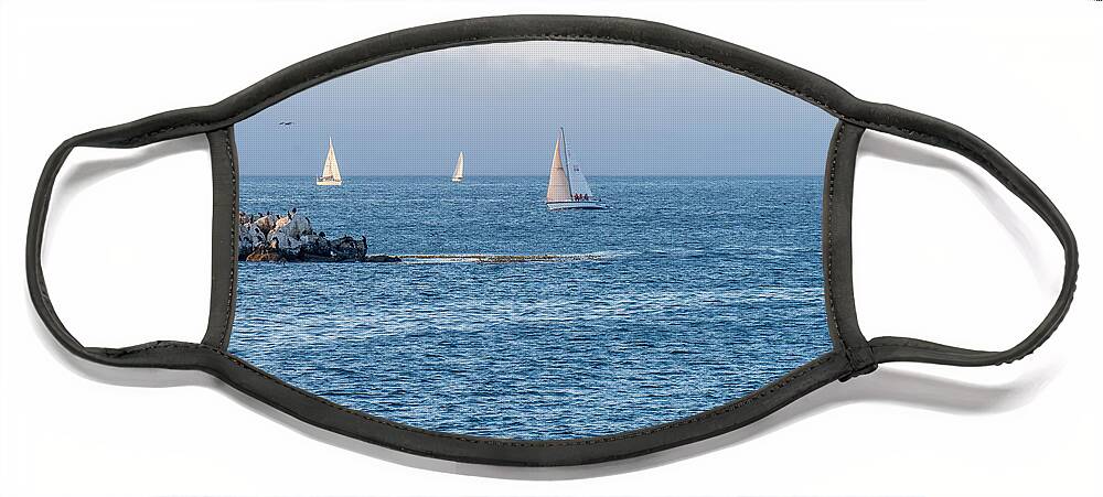 Sailing Face Mask featuring the photograph Sailing on the Bay by Derek Dean