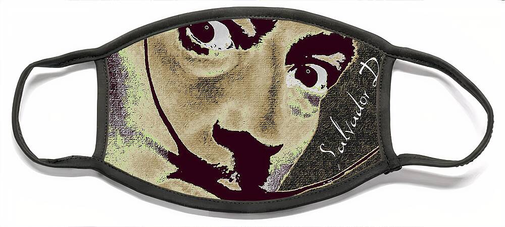 Salvador Dali Face Mask featuring the painting Salvador Dali Pop Art Painting And Signature With Quote by Tony Rubino