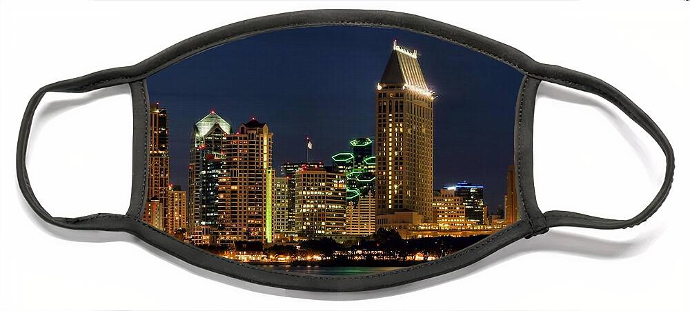 San Diego Face Mask featuring the photograph San Diego Night by DJ Florek