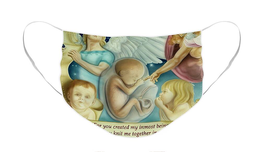 Prolife Face Mask featuring the painting Sanctity Of Life by Rich Milo
