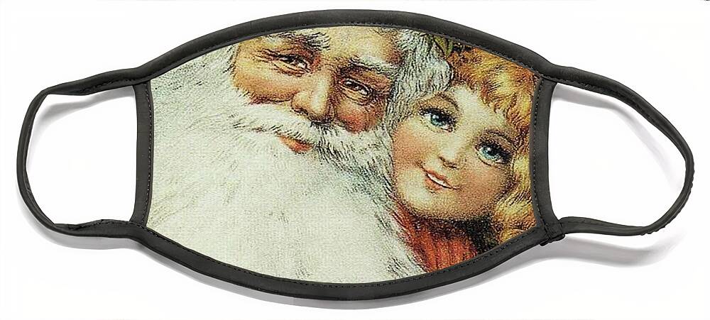 Frances Brundage Face Mask featuring the painting Santa and his Little Admirer by Reynold Jay