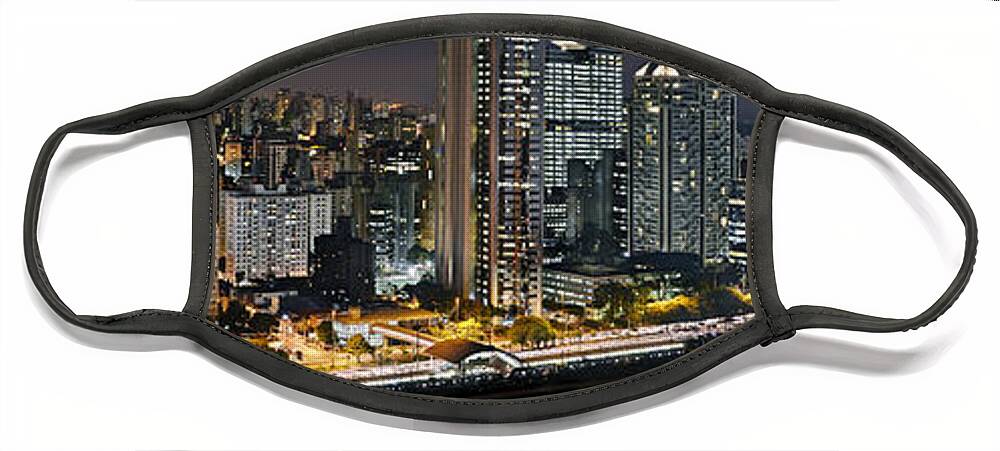 Brooklin Face Mask featuring the photograph Sao Paulo iconic skyline - cable-stayed bridge by Carlos Alkmin