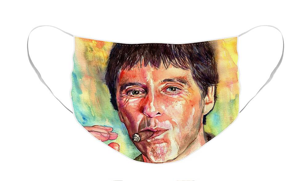 Al Pacino Face Mask featuring the painting Scarface by Suzann Sines