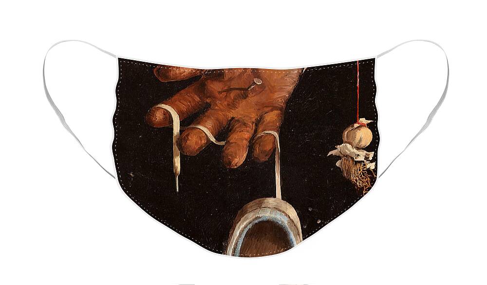 Glove Face Mask featuring the painting Scarpa Stringa Guanto Aglio by Guido Borelli