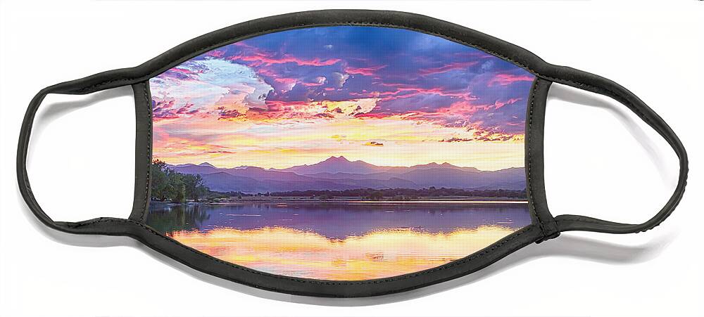 Scenic Face Mask featuring the photograph Scenic Colorado Rocky Mountain Sunset View by James BO Insogna