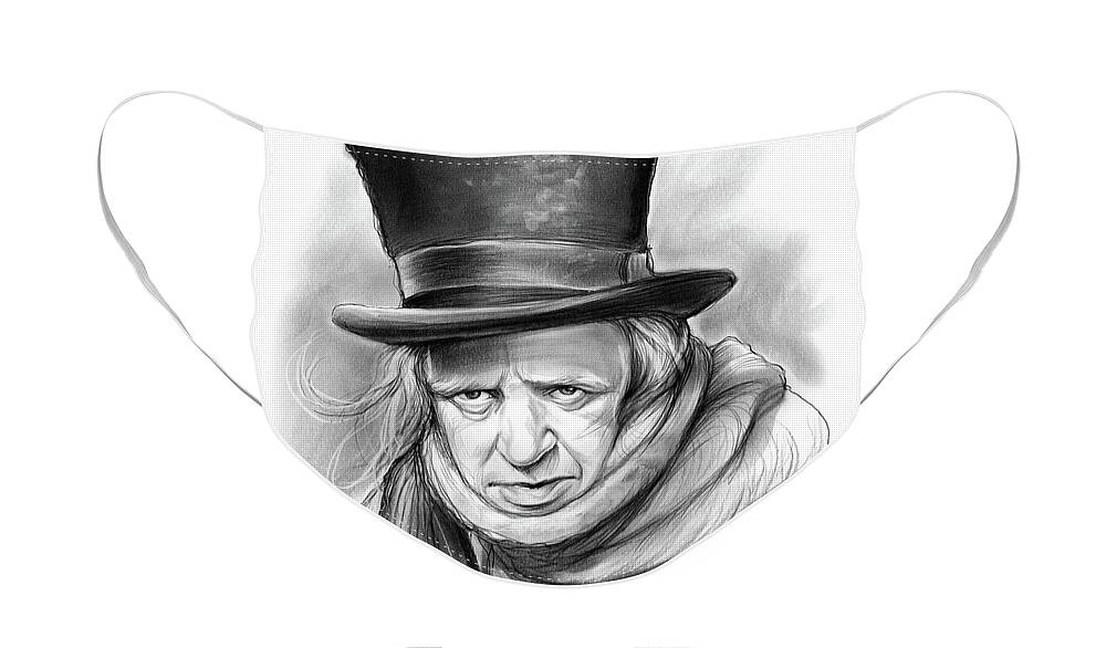 Alistair Sim Face Mask featuring the drawing Scrooge by Greg Joens
