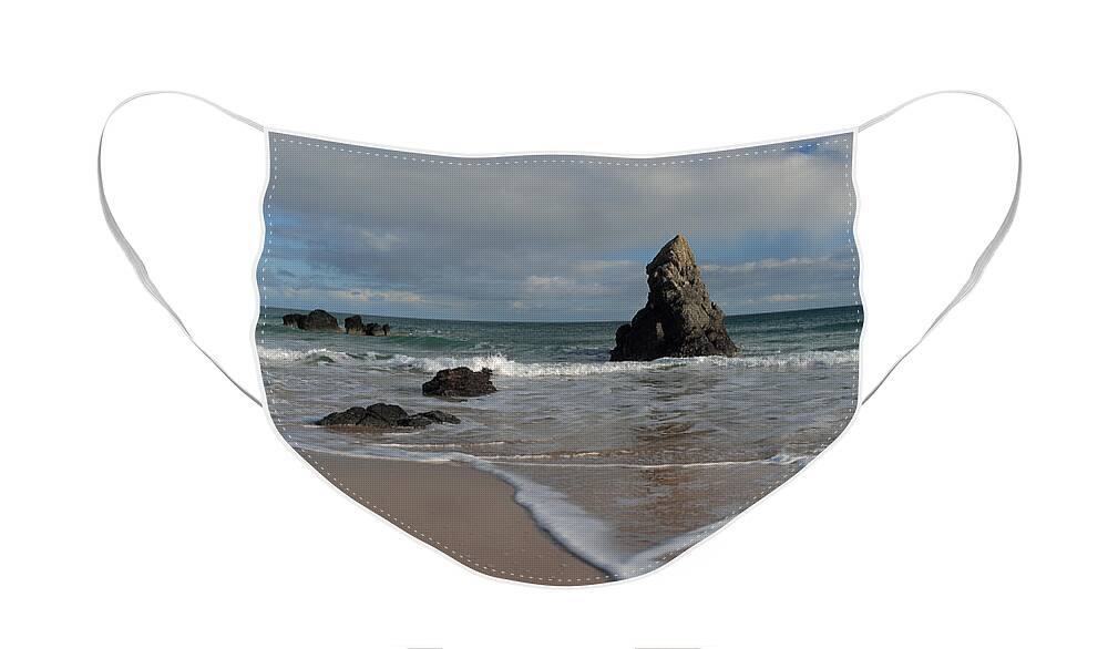 Durness Face Mask featuring the photograph Sea Foam on Sango Bay by Maria Gaellman