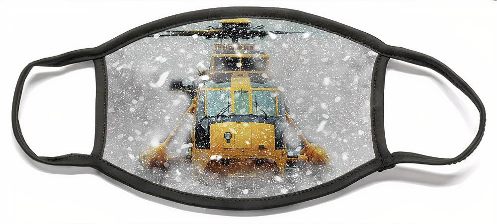 Sikorsky Face Mask featuring the digital art Sea King Snow by Airpower Art
