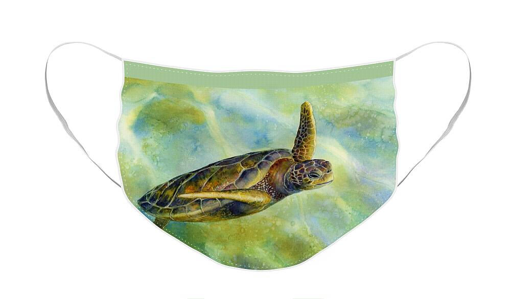 Underwater Face Mask featuring the painting Sea Turtle 2 by Hailey E Herrera