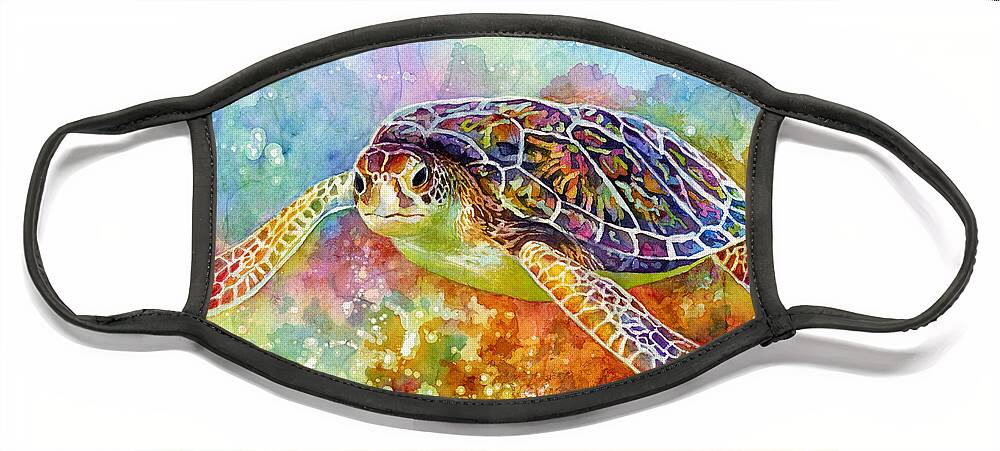 Turtle Face Mask featuring the painting Sea Turtle 3 by Hailey E Herrera