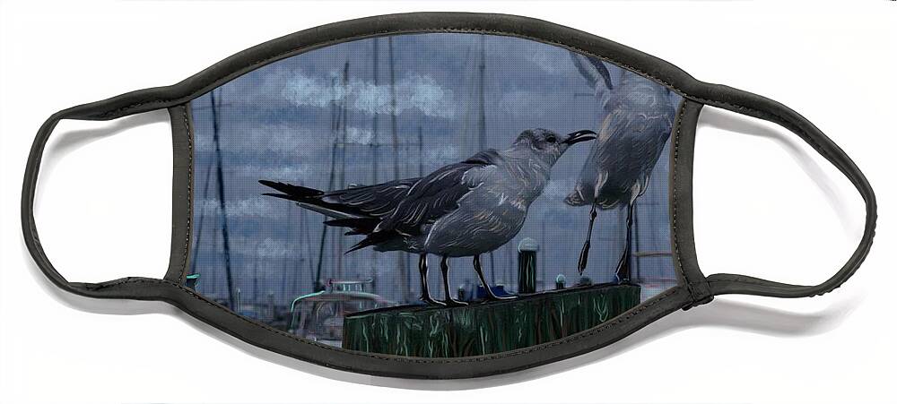 Seagulls Face Mask featuring the painting Seagulls by Angela Weddle