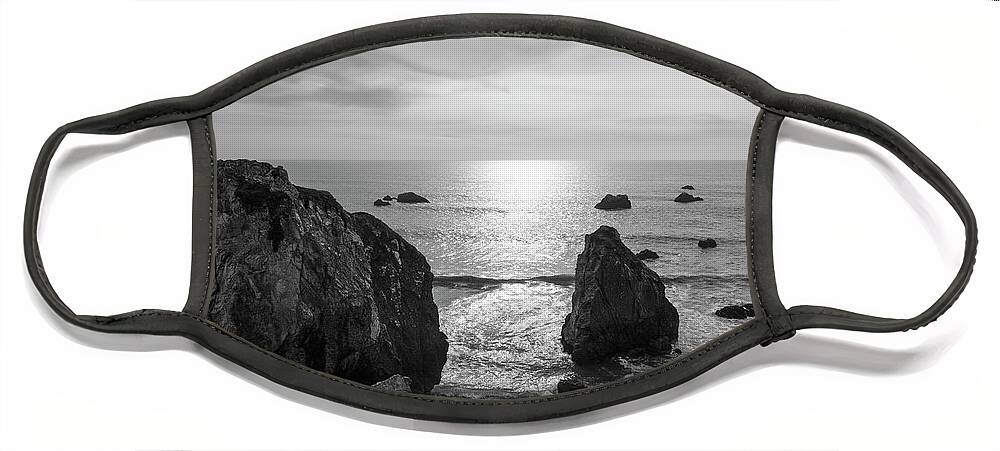 Pacific Face Mask featuring the photograph Seascape Jenner California III BW by David Gordon