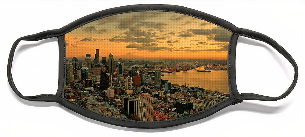 Seattle Face Mask featuring the photograph Seattle Sunset by Dan Mihai