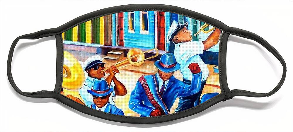 New Orleans Face Mask featuring the painting Second Line in Treme by Diane Millsap