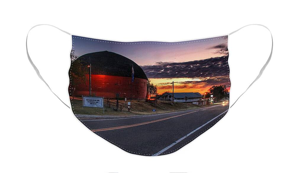 Round Barn Face Mask featuring the photograph Section of Route 66 by the Round Barn in Arcadia by Buck Buchanan