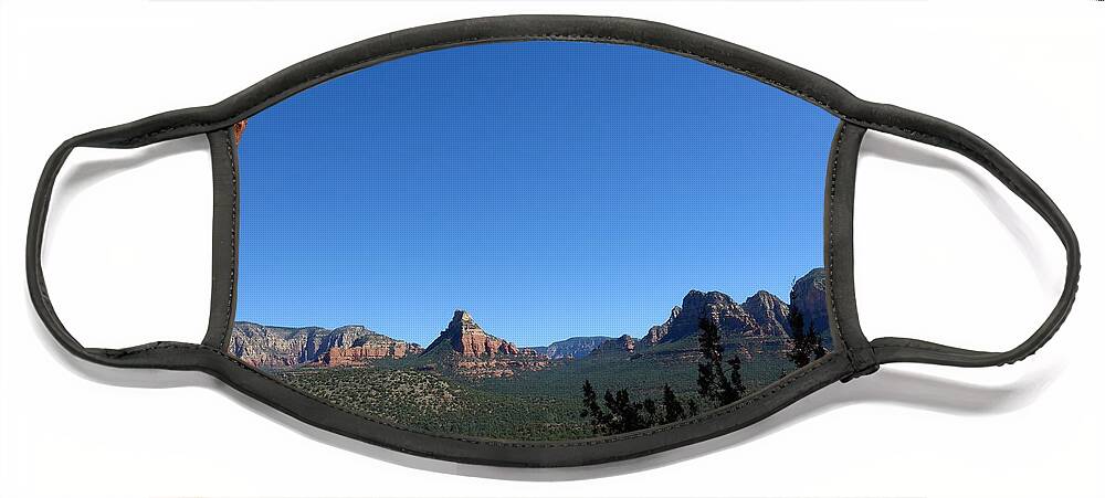 Cave Face Mask featuring the photograph Sedona View from Cave by Mars Besso