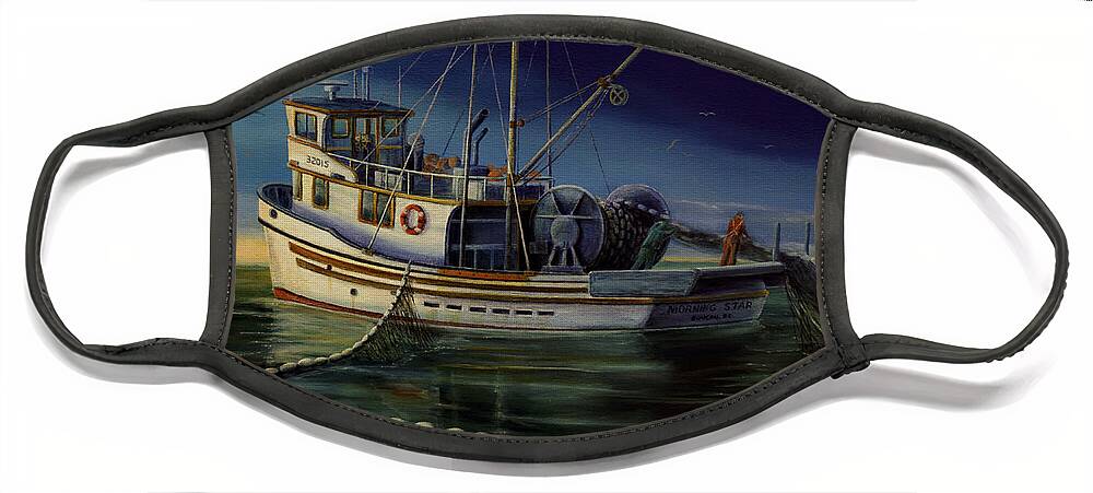 Boat Face Mask featuring the painting Seiner F/V Morning Star by Wayne Enslow