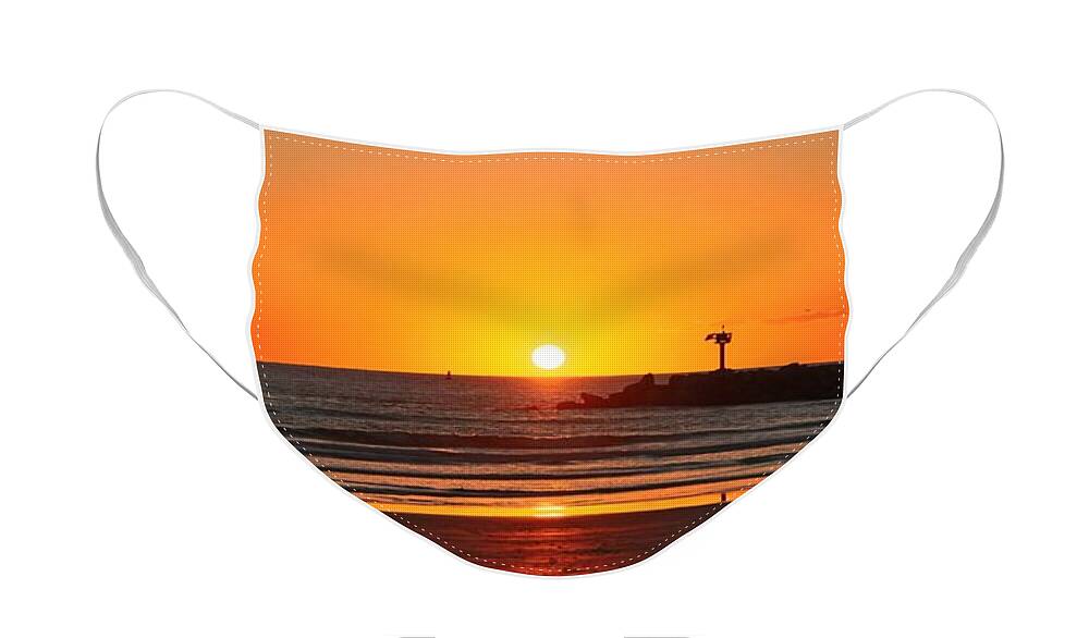 Ocean Sunset Face Mask featuring the photograph Serene Ocean Sunset by Christy Pooschke