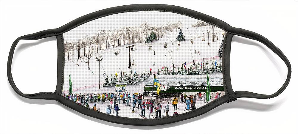 Seven Springs Face Mask featuring the painting Seven Springs Stowe Slope by Albert Puskaric