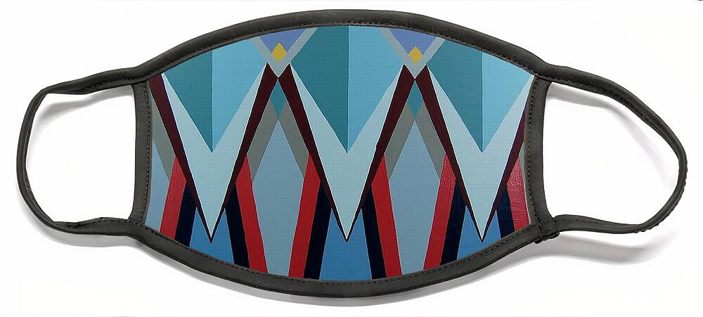 Geometric Art Face Mask featuring the painting Shades of Blue by Charla Van Vlack