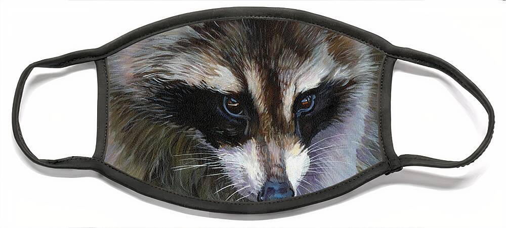Raccoon Face Mask featuring the painting Shaken not stirred by J W Baker