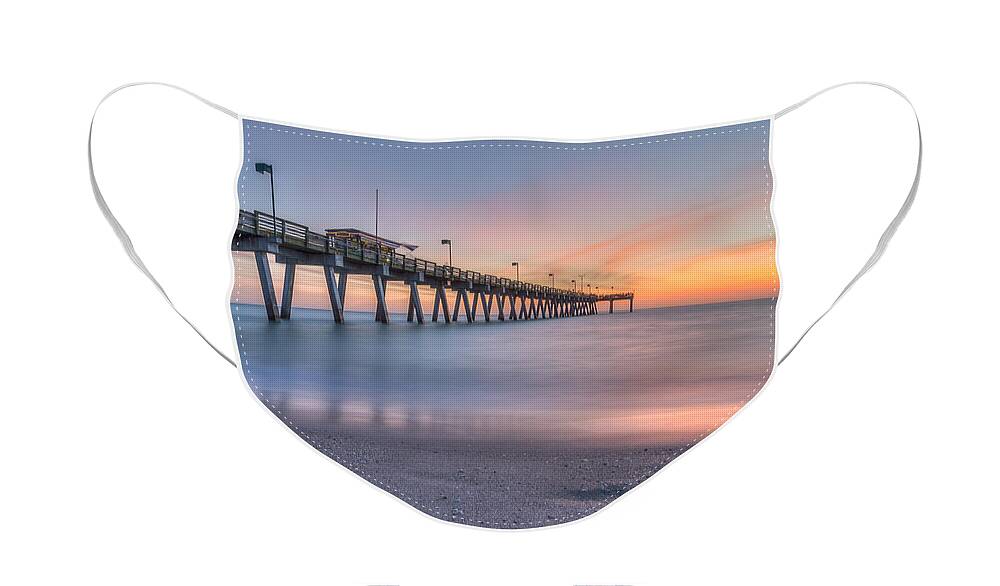 Florida Face Mask featuring the photograph Sharky's on the Pier by Paul Schultz