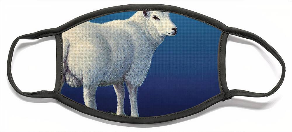 Sheep Face Mask featuring the painting Sheep at the edge by James W Johnson